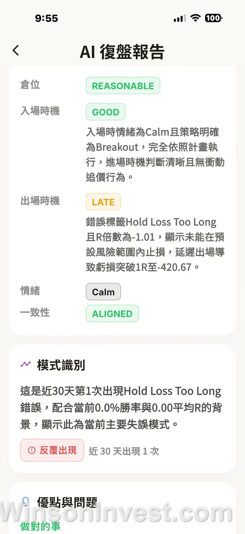 AI 復盤報告詳細評分