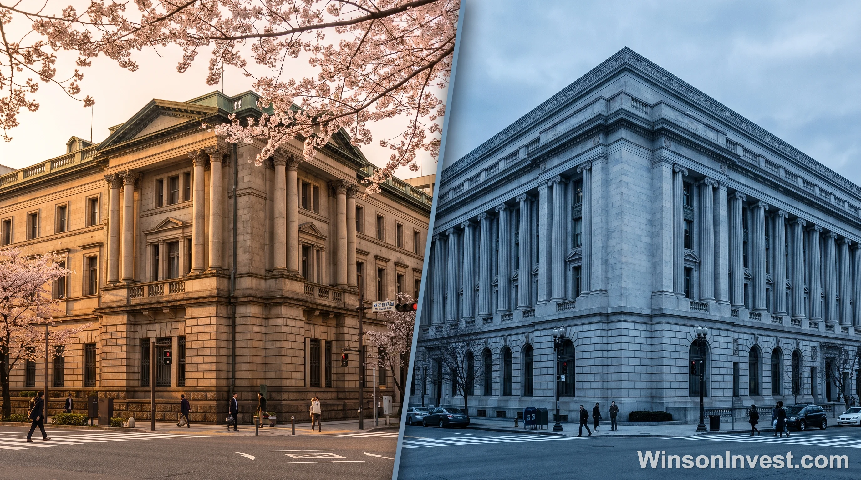 BOJ 與 Fed 央行總部建築對比